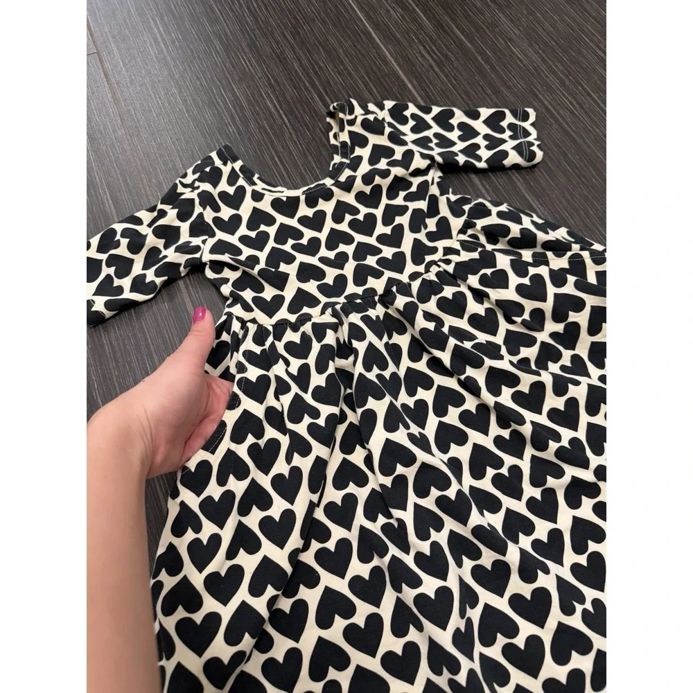 Hanna Andersson Skater Dress Girls Sz 4 Double Pockets Polka Dot Hearts Play